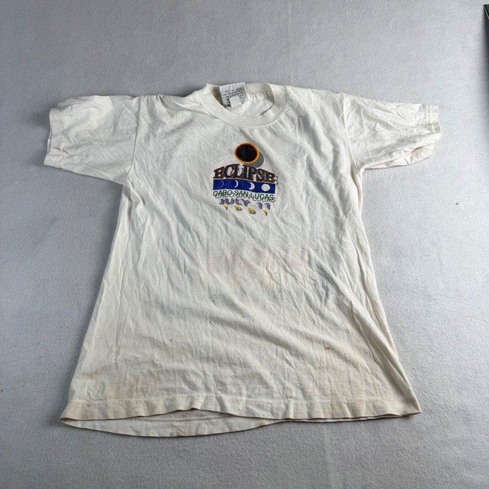 Vintage 1991 Eclipse Cabo San Lucas T Shirt White‎ Single Stitch Screen Stars L